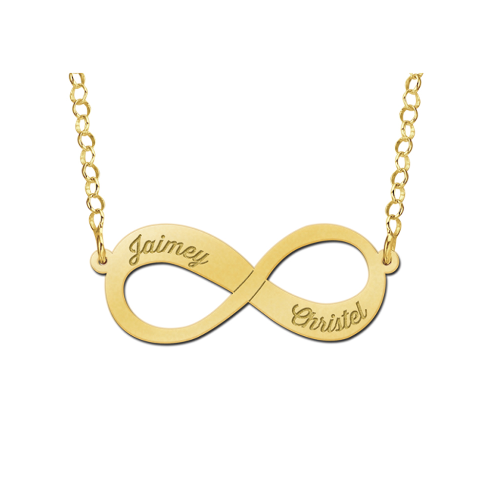 Gouden hanger infinity twee namen