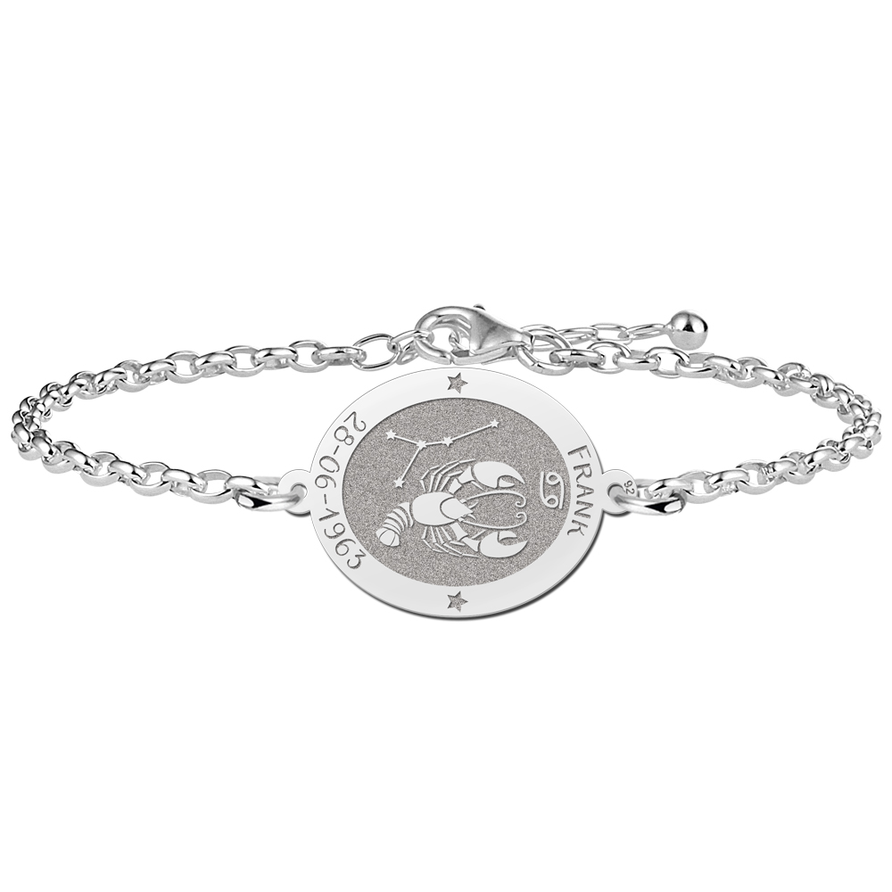 Zilveren armband sterrenbeeld ovaal Kreeft