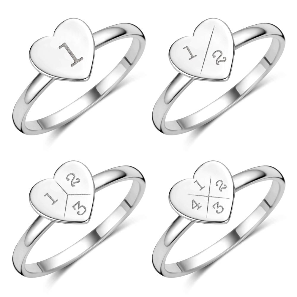 Zilveren ring met hartje en initialen