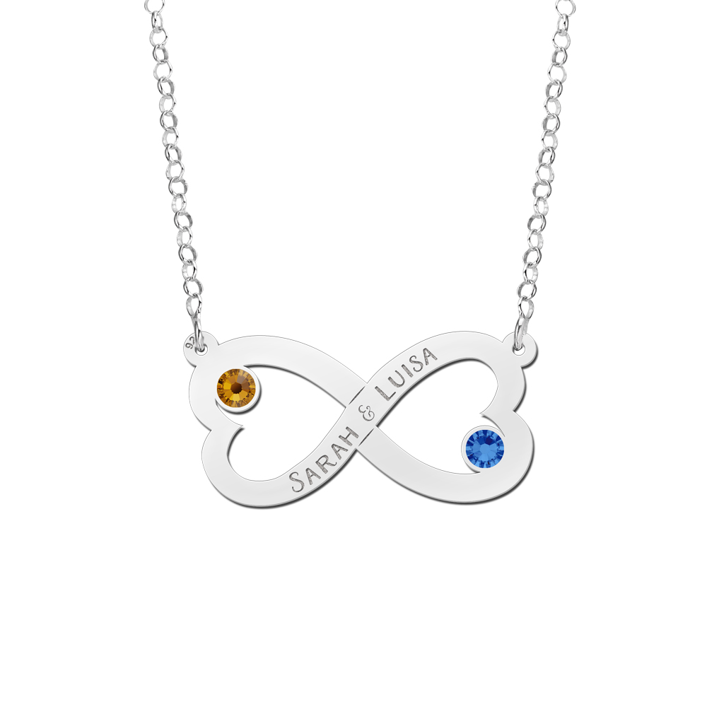 Infinity ketting met geboortesteen van zilver