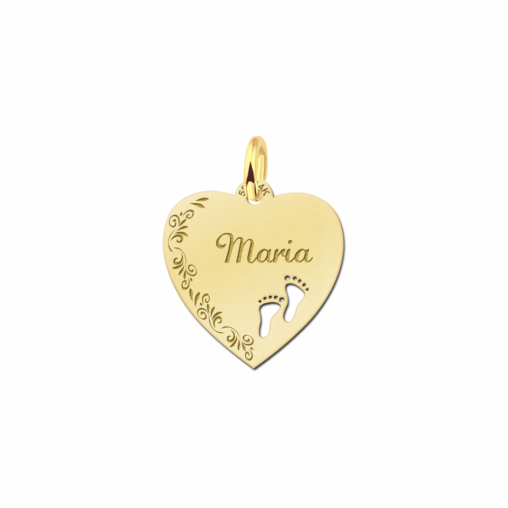 Gouden hart met bloemrand Gouden hart met bloemrand