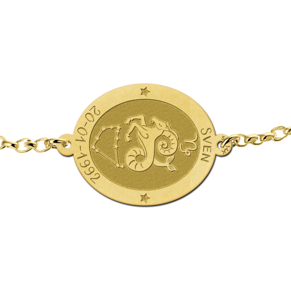 Gouden sterrenbeeld armband ovaal Steenbok