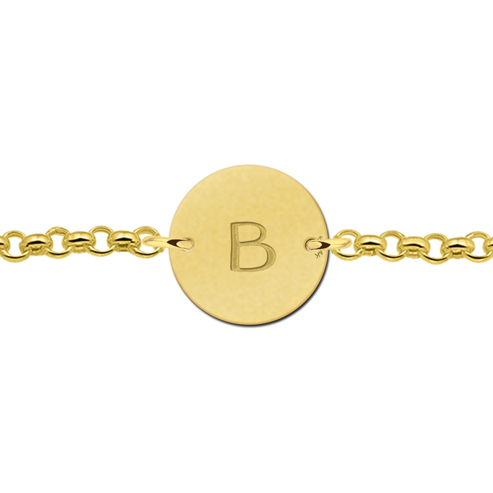 Gouden initial armband rond