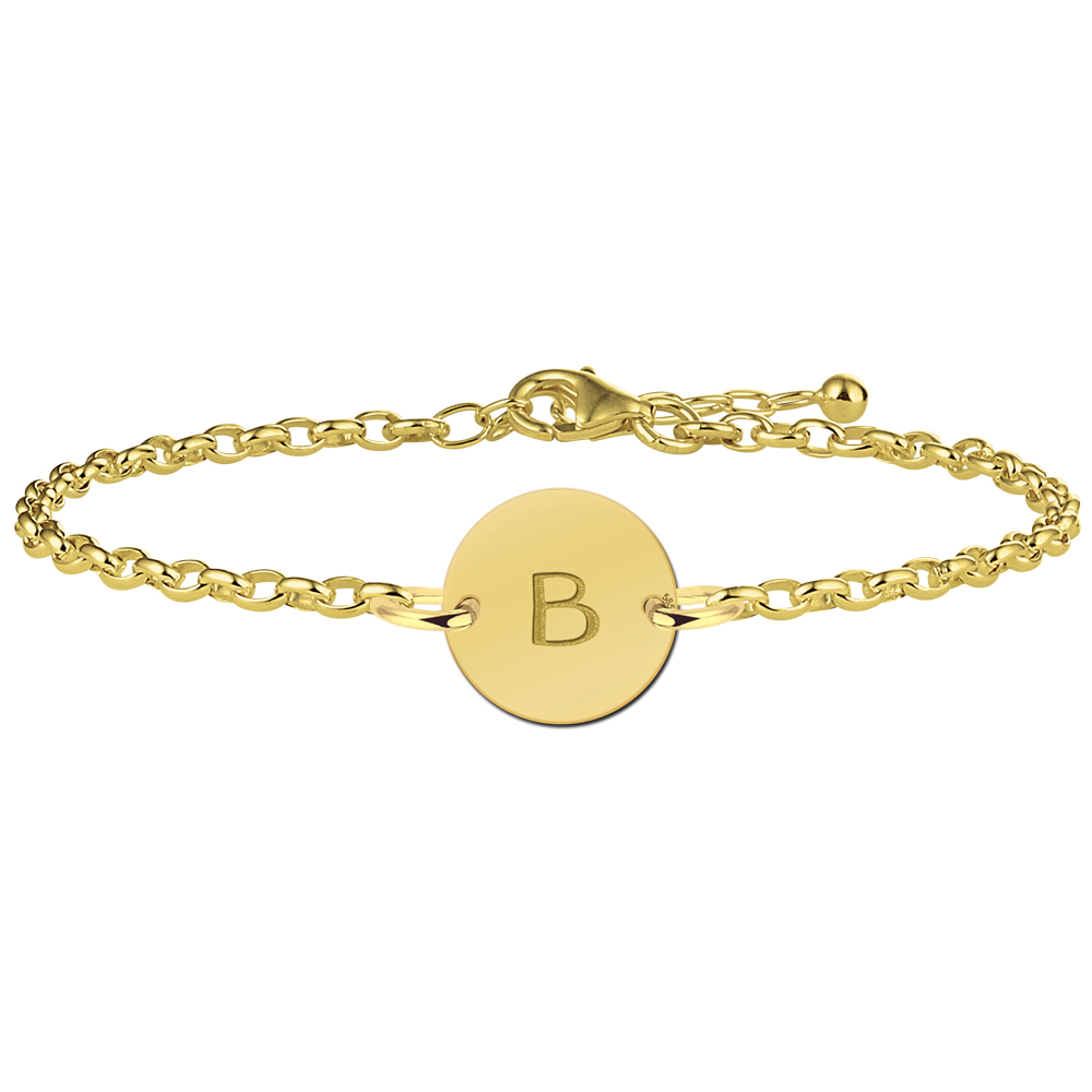 Gouden initial armband rond