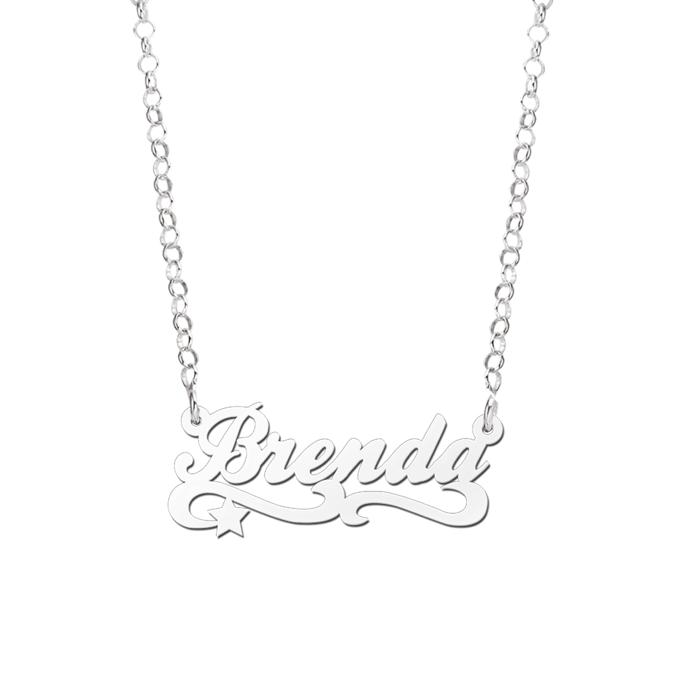 Zilveren kinder naamketting model Brenda