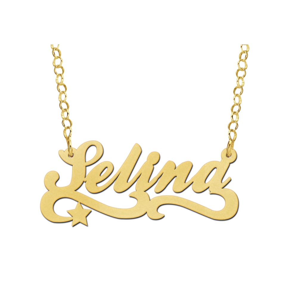 Vergulde naam ketting model Selina