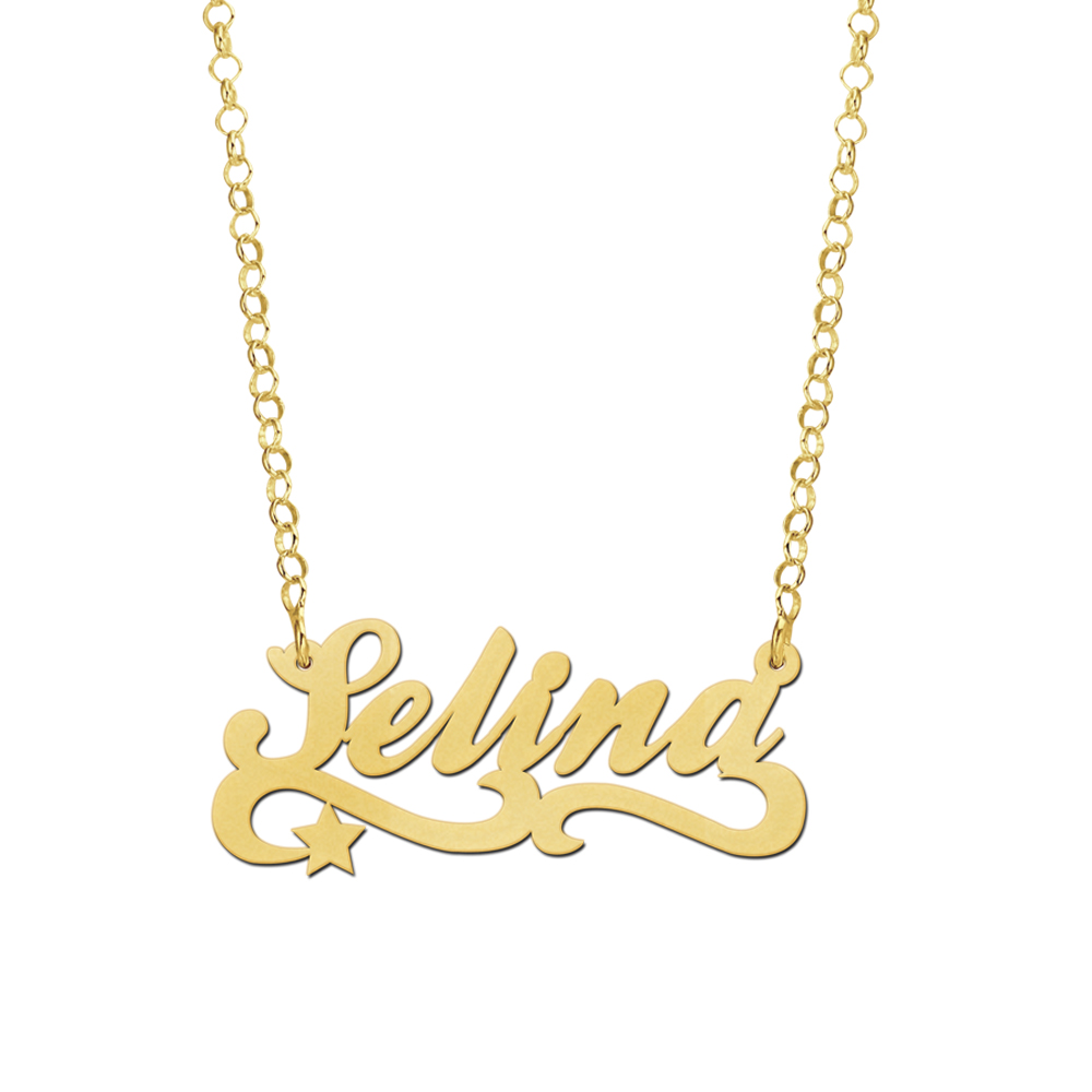 Naam ketting goud over zilver model Selina