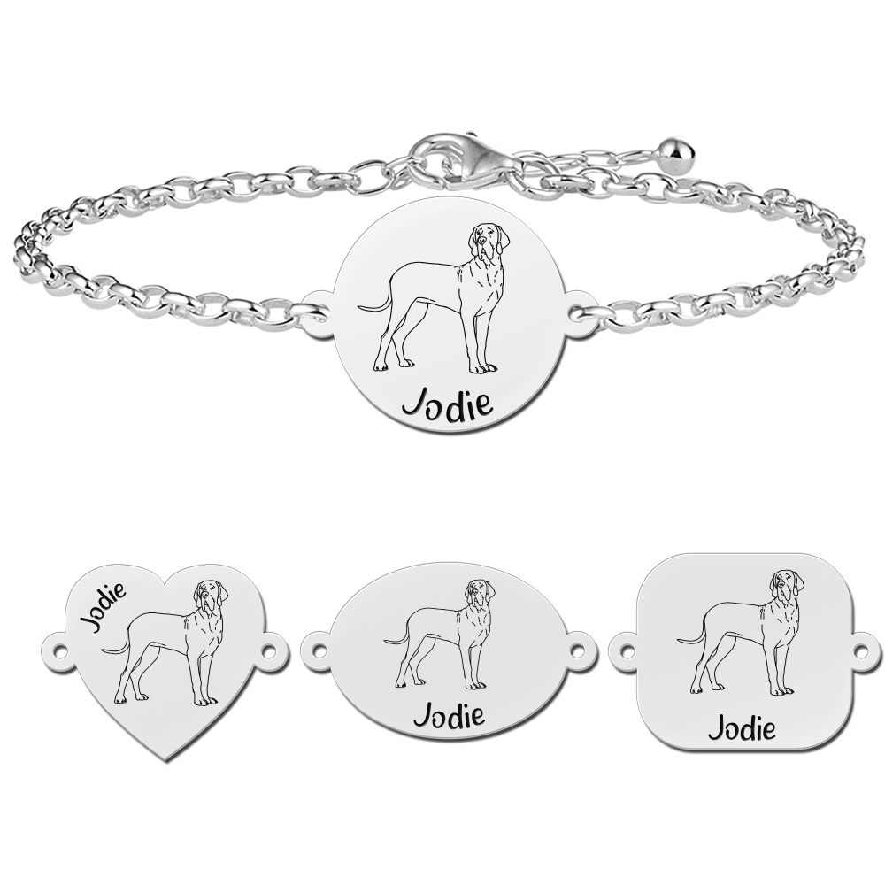 Zilveren honden armband met gravure Great Dane/Duitse Dog