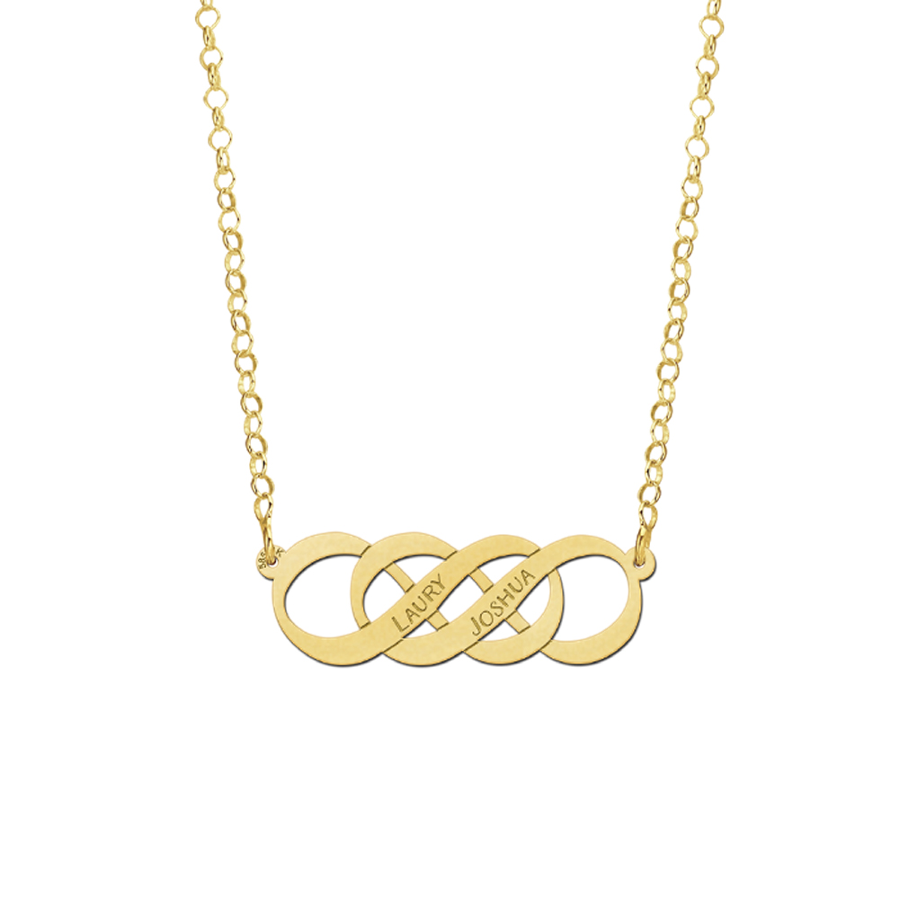 Gouden ketting dubbel infinity symbool