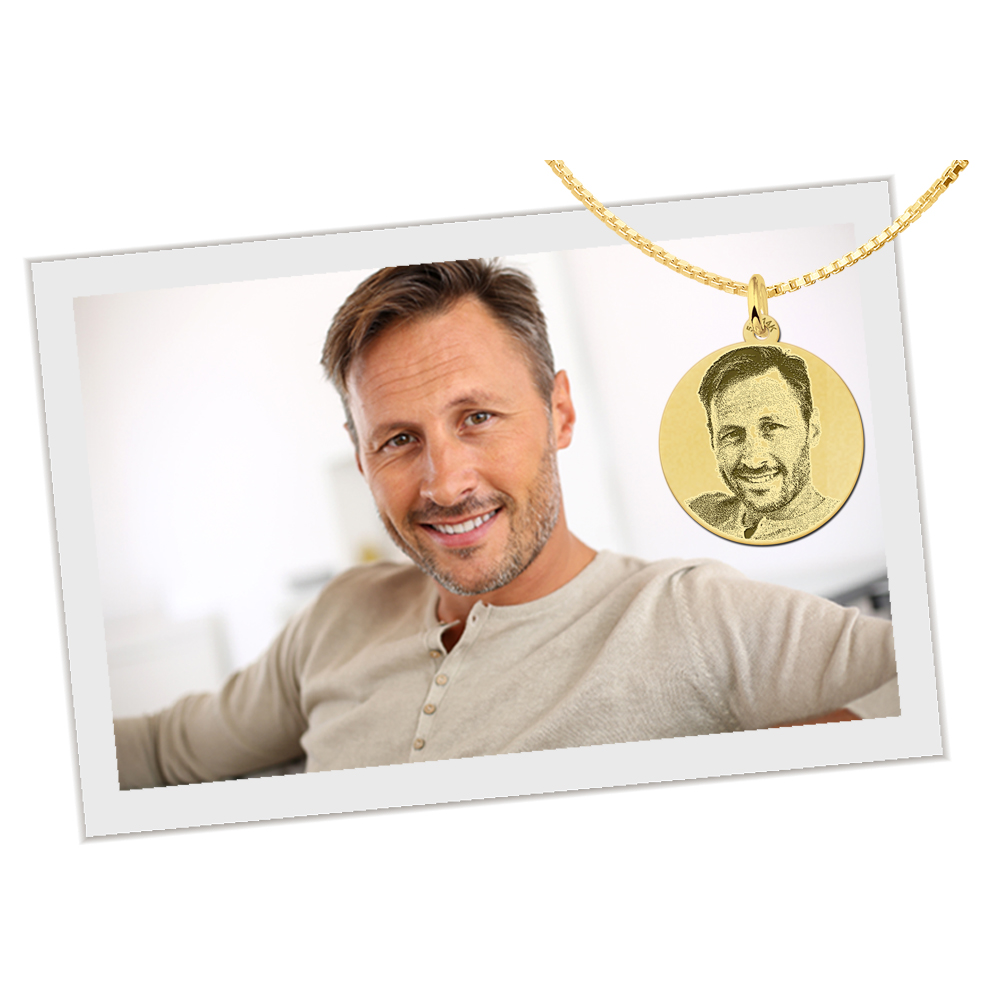 Gouden hanger met foto rond