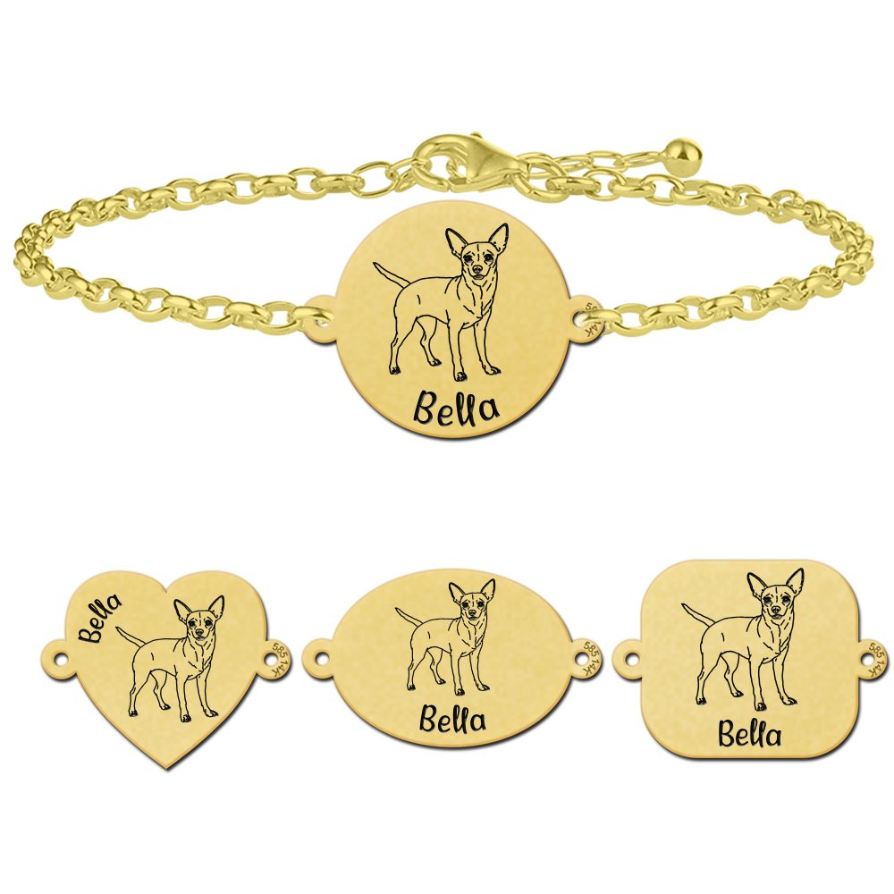 Gouden personaliseerde armband Chihuahua