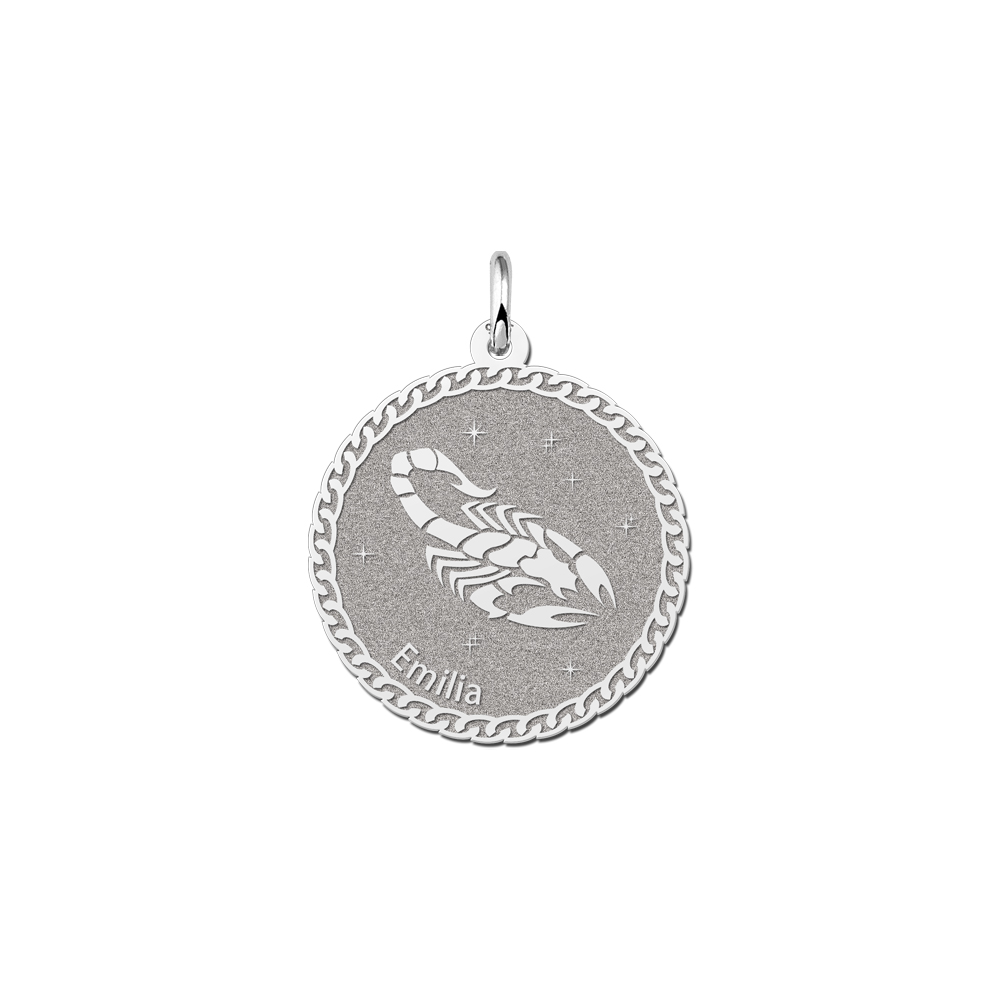 Zilveren ronde sterrenbeeld hanger Schorpioen
