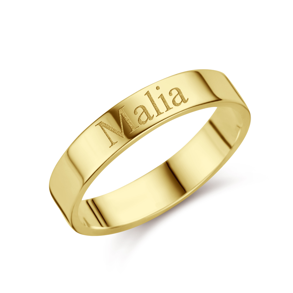 Gouden ring met naam - 4 mm vlak