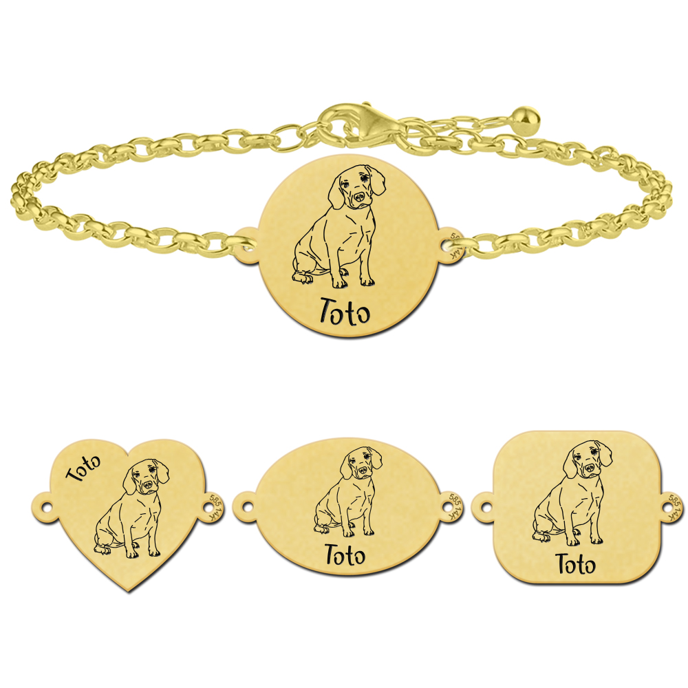 Beagle armband met naam goud