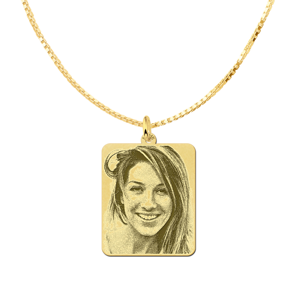 Gouden dogtag sieraad met foto