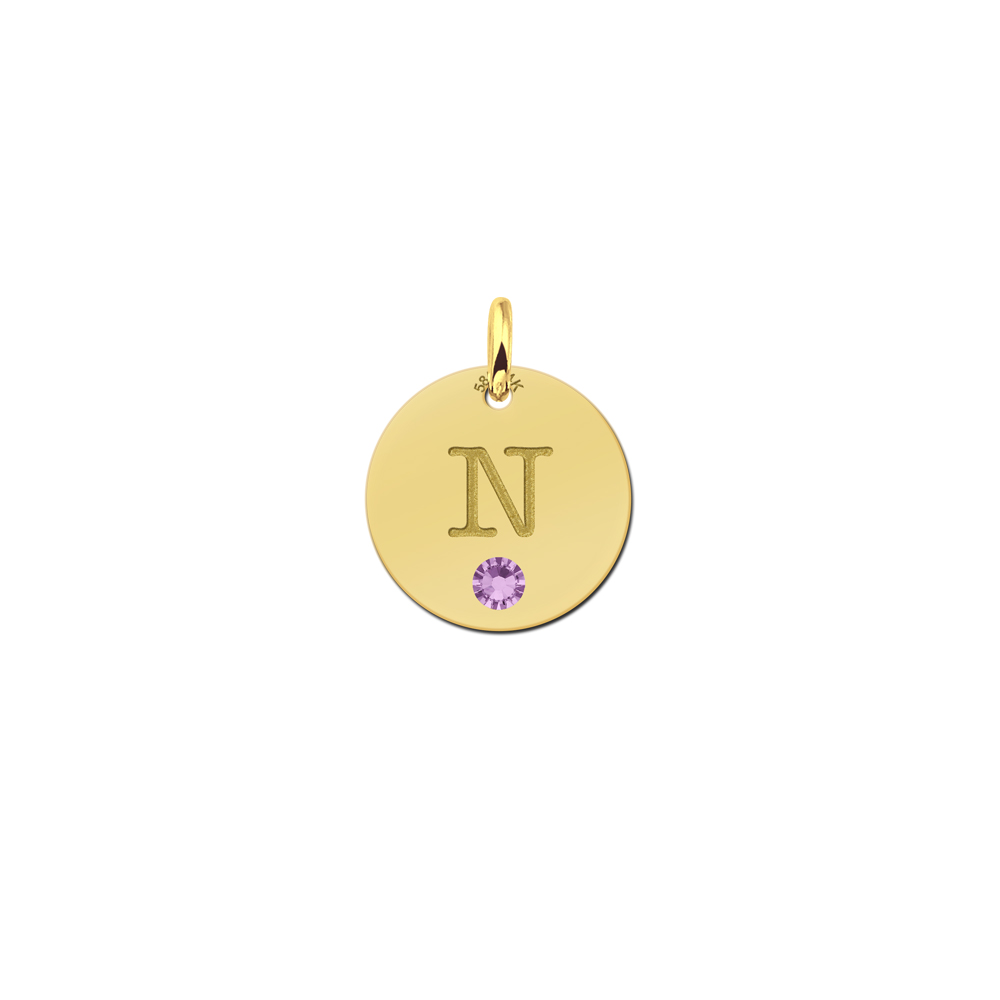 Gouden letter ketting geboortesteen