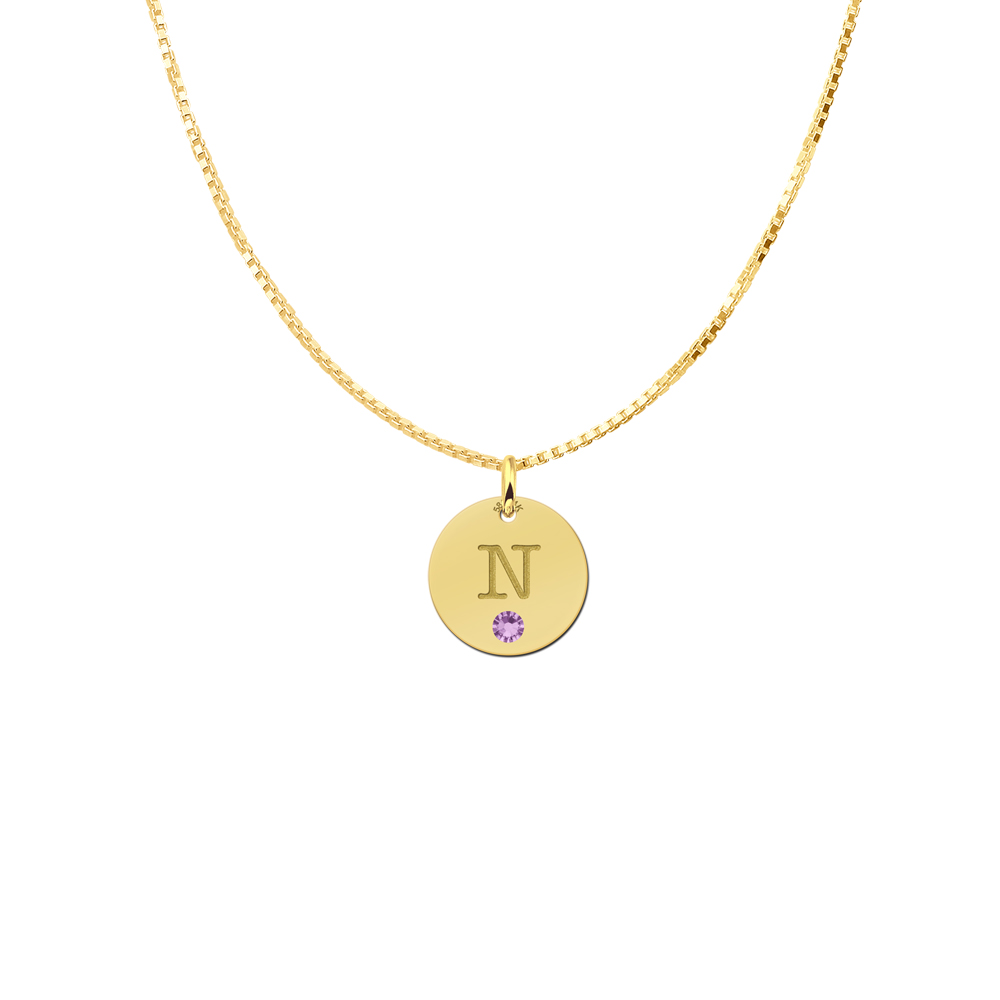 Gouden letter ketting geboortesteen