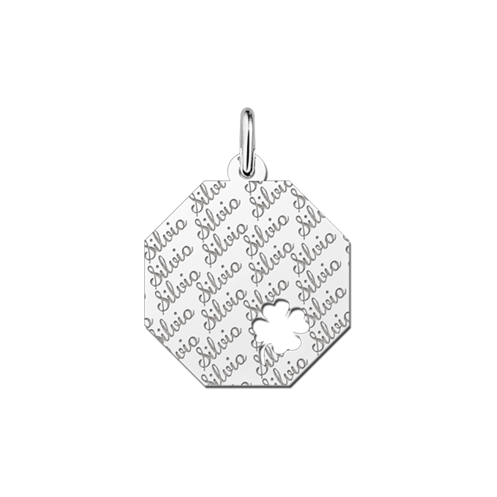 Graveerplaat van zilver met klavertje 4 Graveerplaat van zilver met klavertje 4