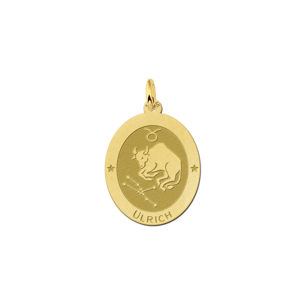 Gouden ovale sterrenbeeld hanger Stier Gouden ovale sterrenbeeld hanger Stier