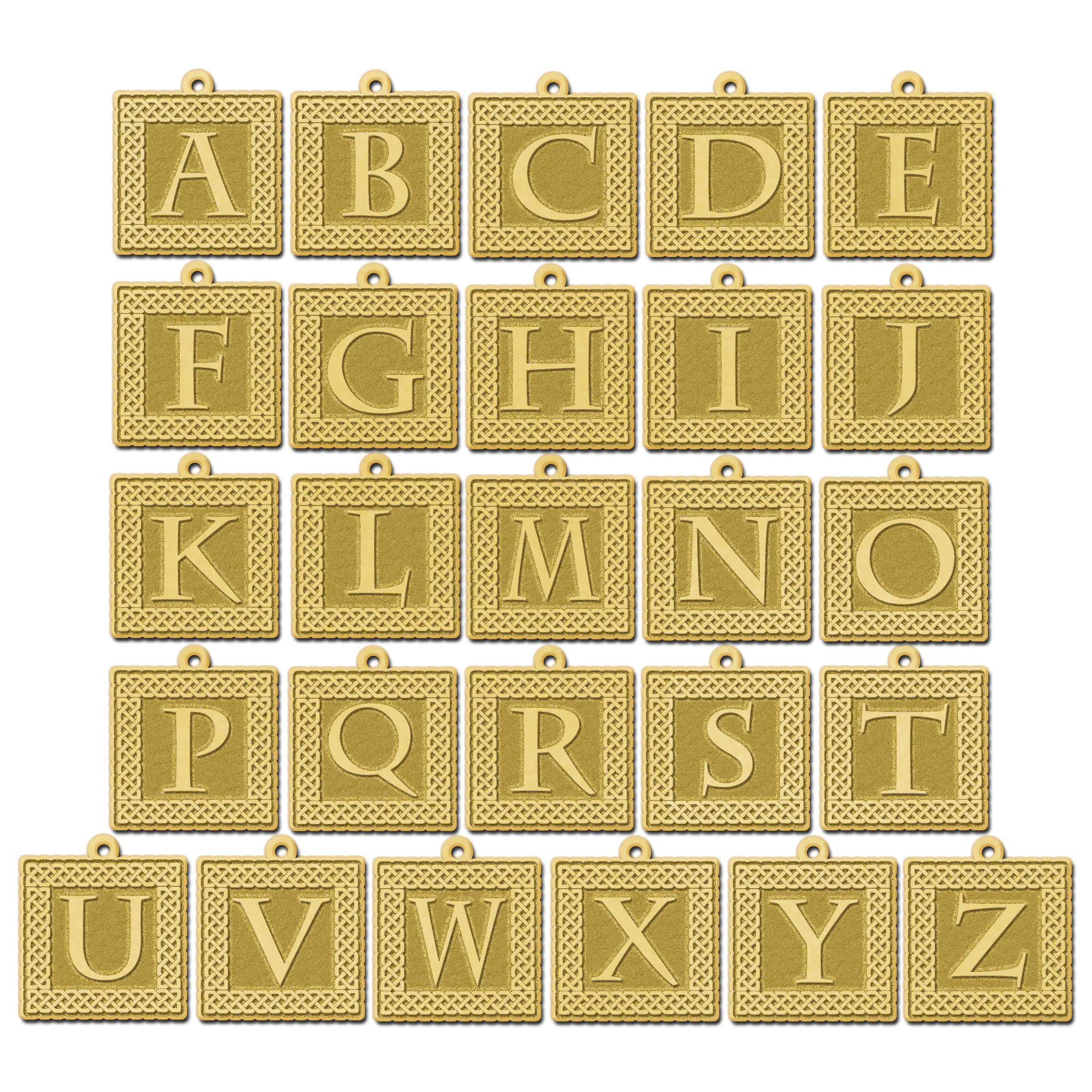 Gouden letter ketting vierkant