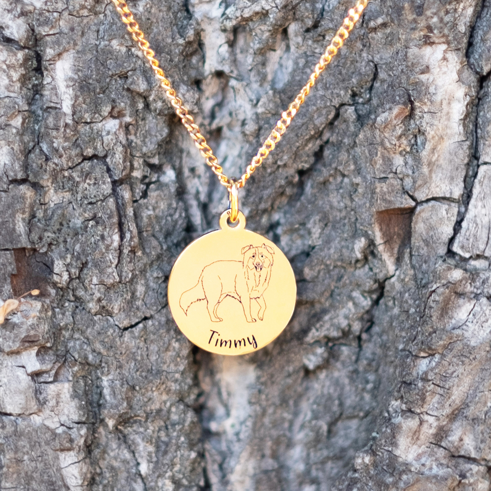 Gouden honden ketting met naam Chow Chow