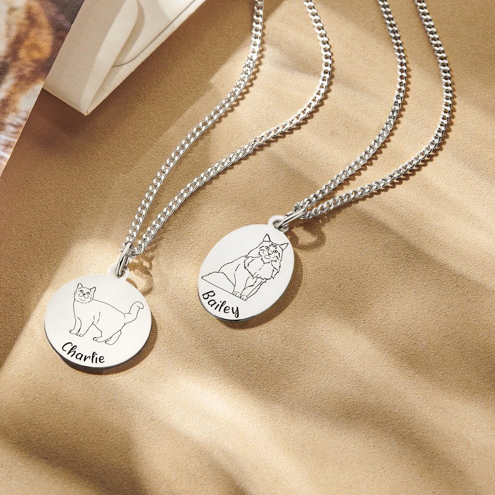 Personaliseerde hanger kat Noorse boskat zilver