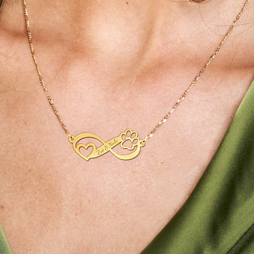 Gouden dieren ketting met gravure