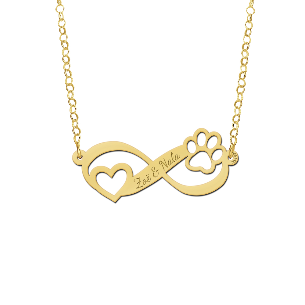 Gouden dieren ketting met gravure