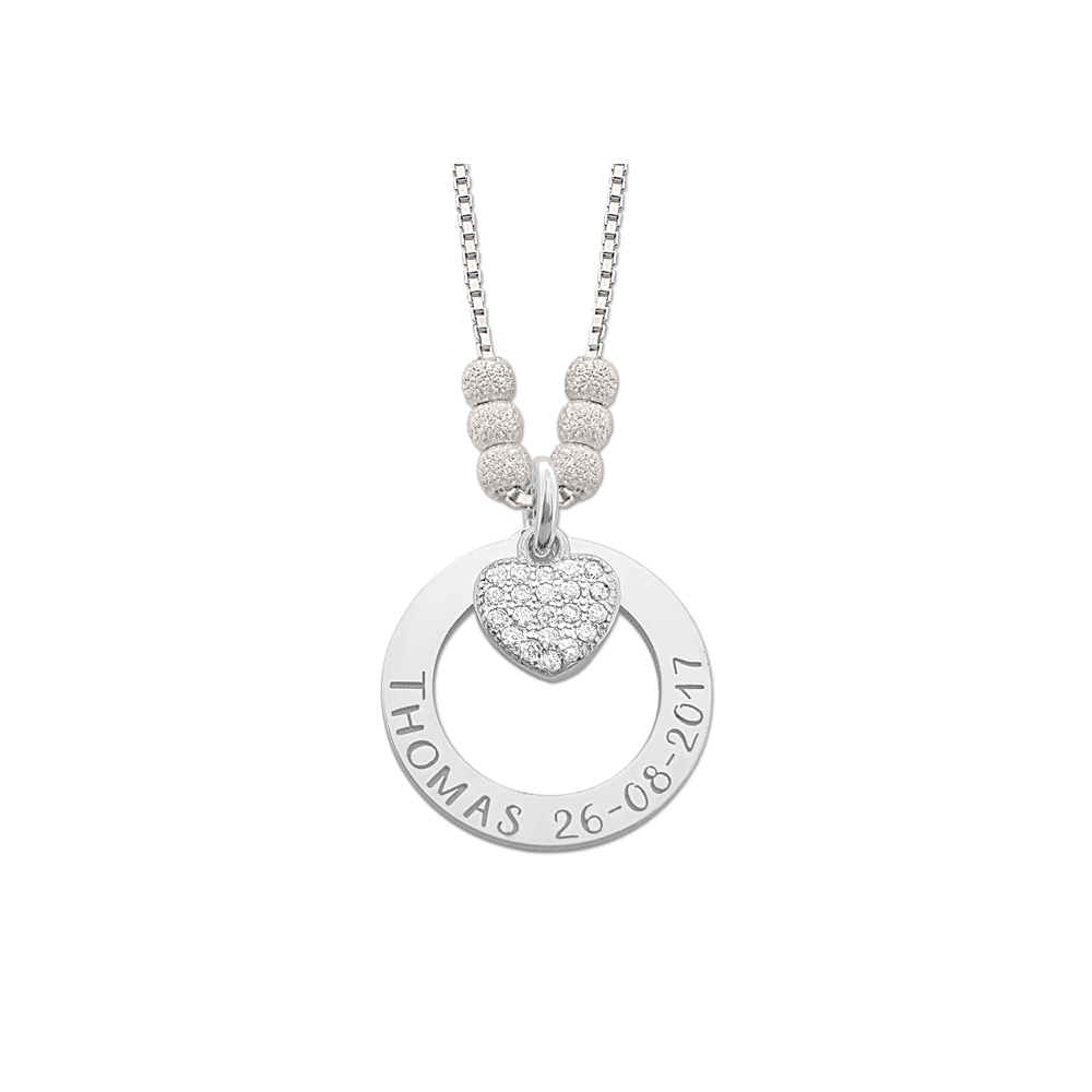 Mama ketting van zilver met zirkonia hart Mama ketting van zilver met zirkonia hart