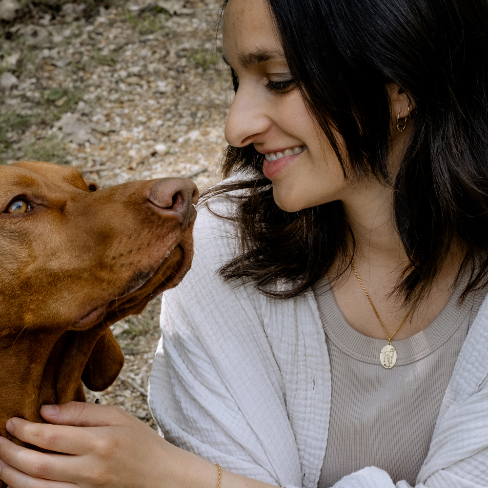 Gouden hanger met naam gravure hond Pitbull