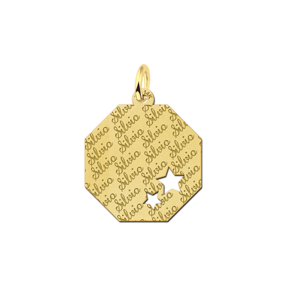 Gouden graveerplaat met naamgravure en 2 sterren