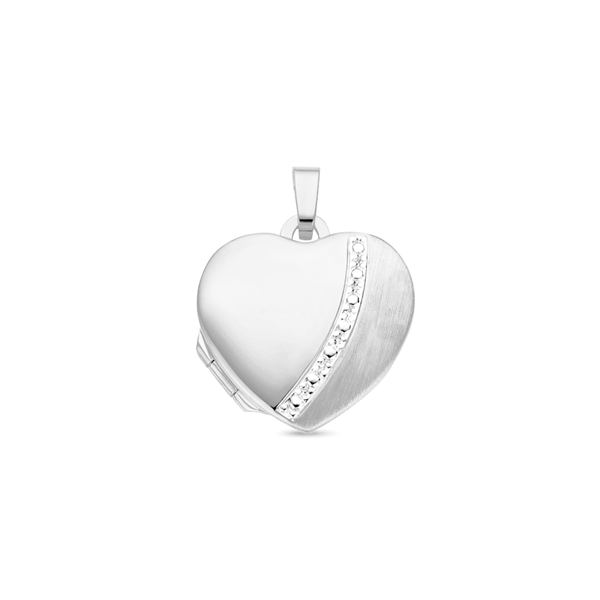 Zilveren hart Medaillon met versiering en gravure