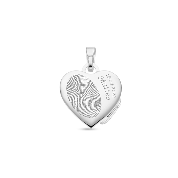 Zilveren hart Medaillon met versiering en gravure