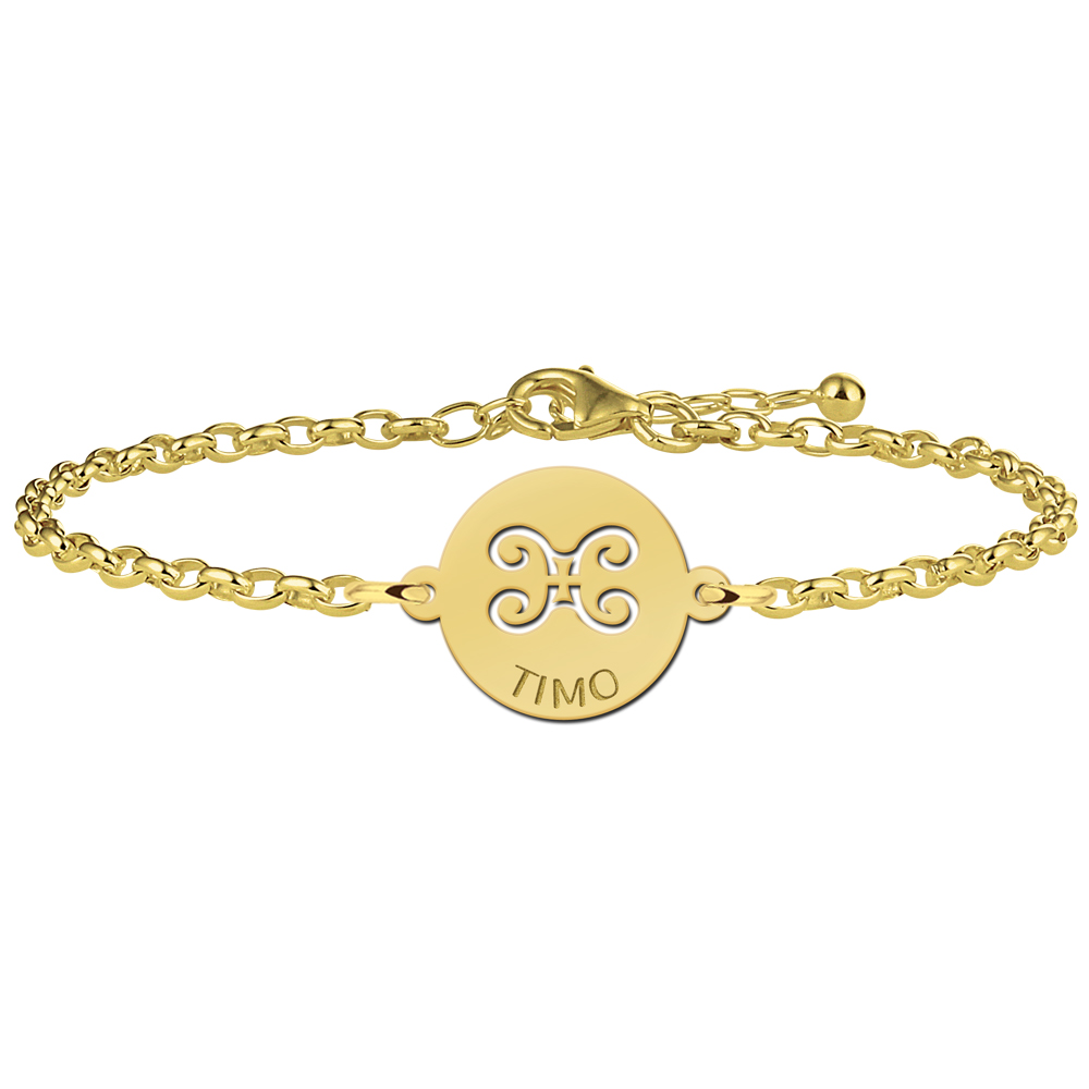 Vergulde sterrenbeeld armband Tweelingen met naam