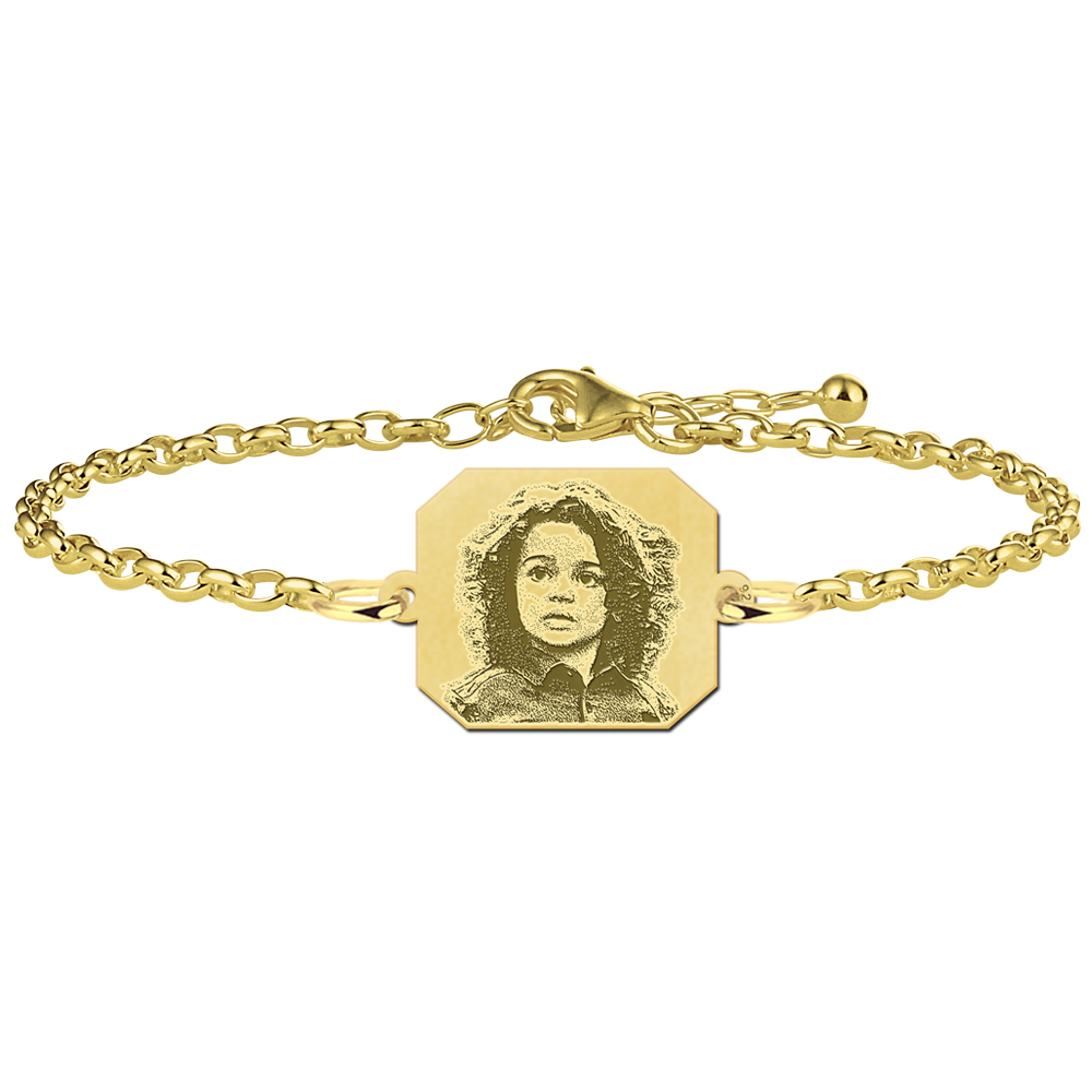 Vergulde achthoekige armband met foto