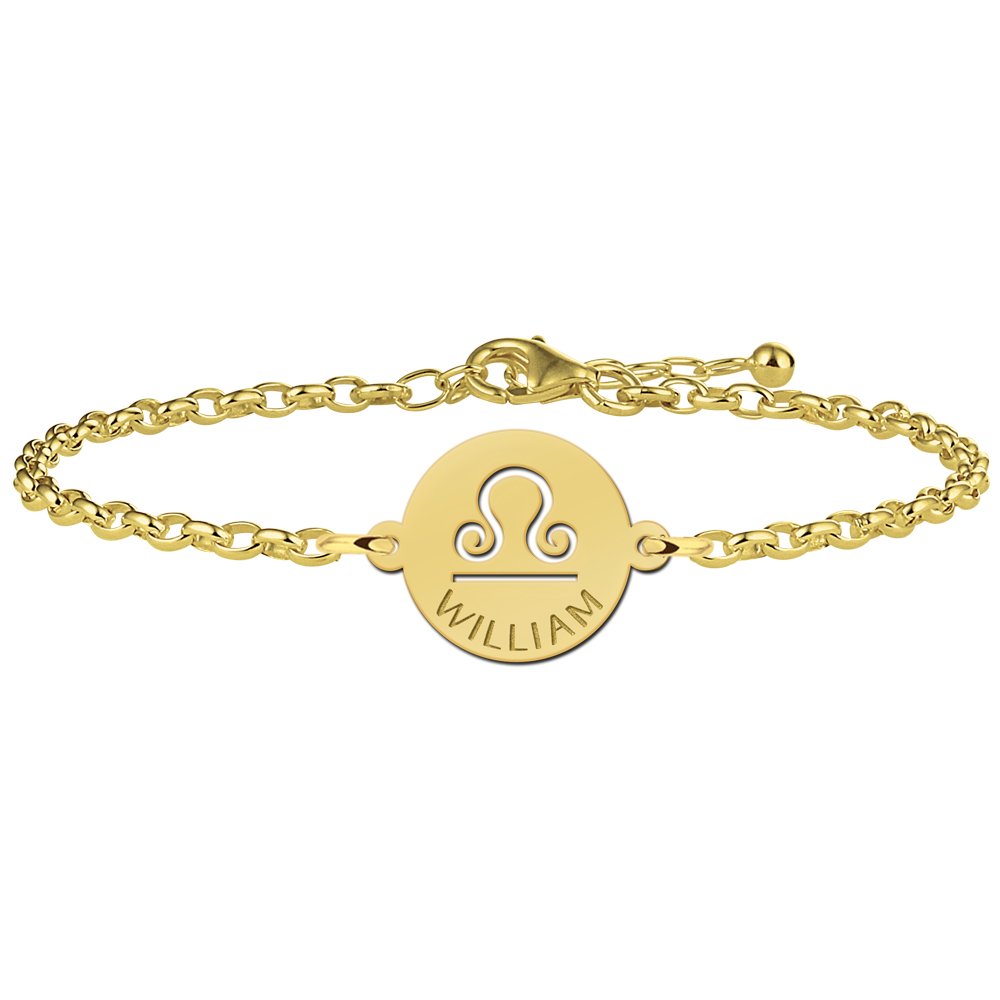Vergulde sterrenbeeld armband Weegschaal met naam