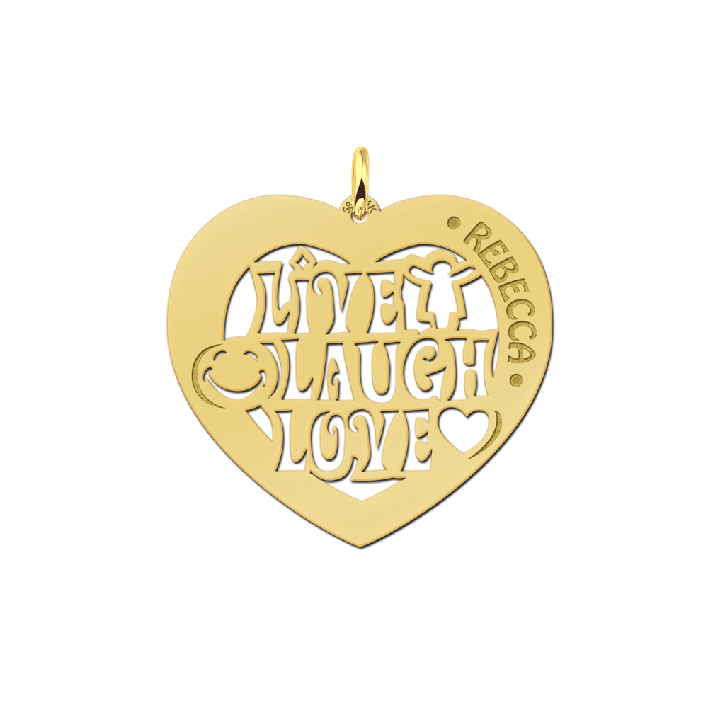 Gouden naamhanger hart Laugh 60