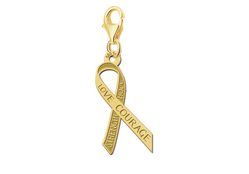 Gouden Bedel voor Pink Ribbon met gravure