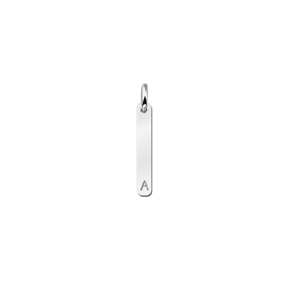 Zilveren minimalistische bar hanger met initiaal