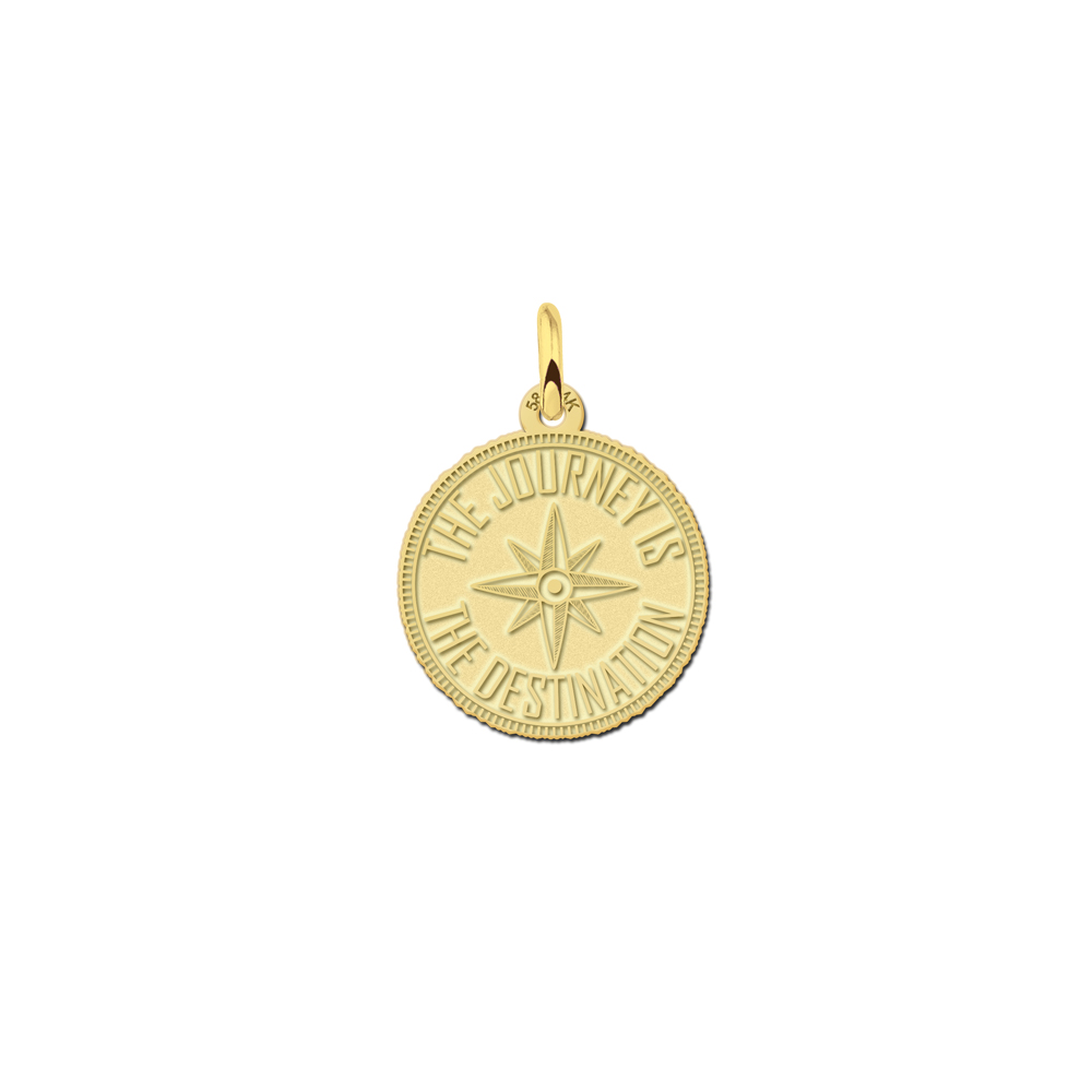 Gouden munt hanger met compas en gravure