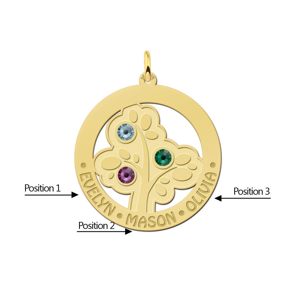 Stamboom met geboortestenen van goud Stamboom met geboortestenen van goud