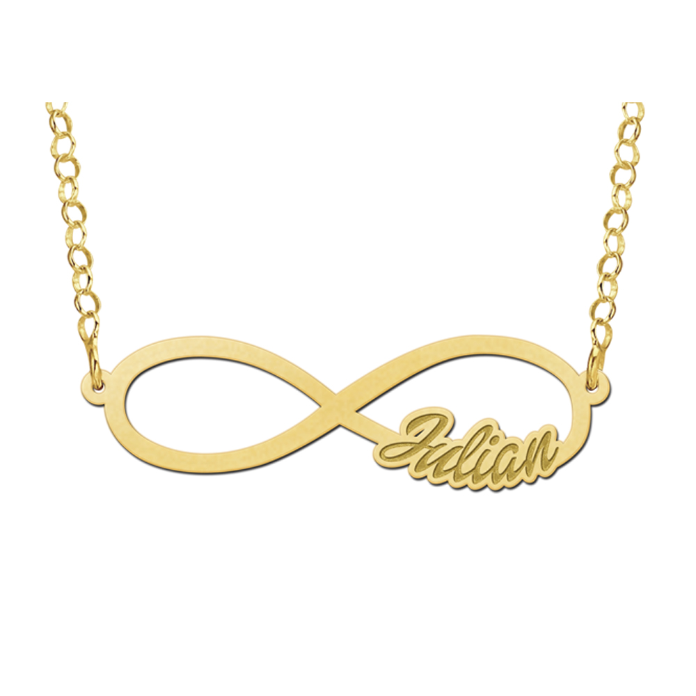 Infinity ketting met naam van goud