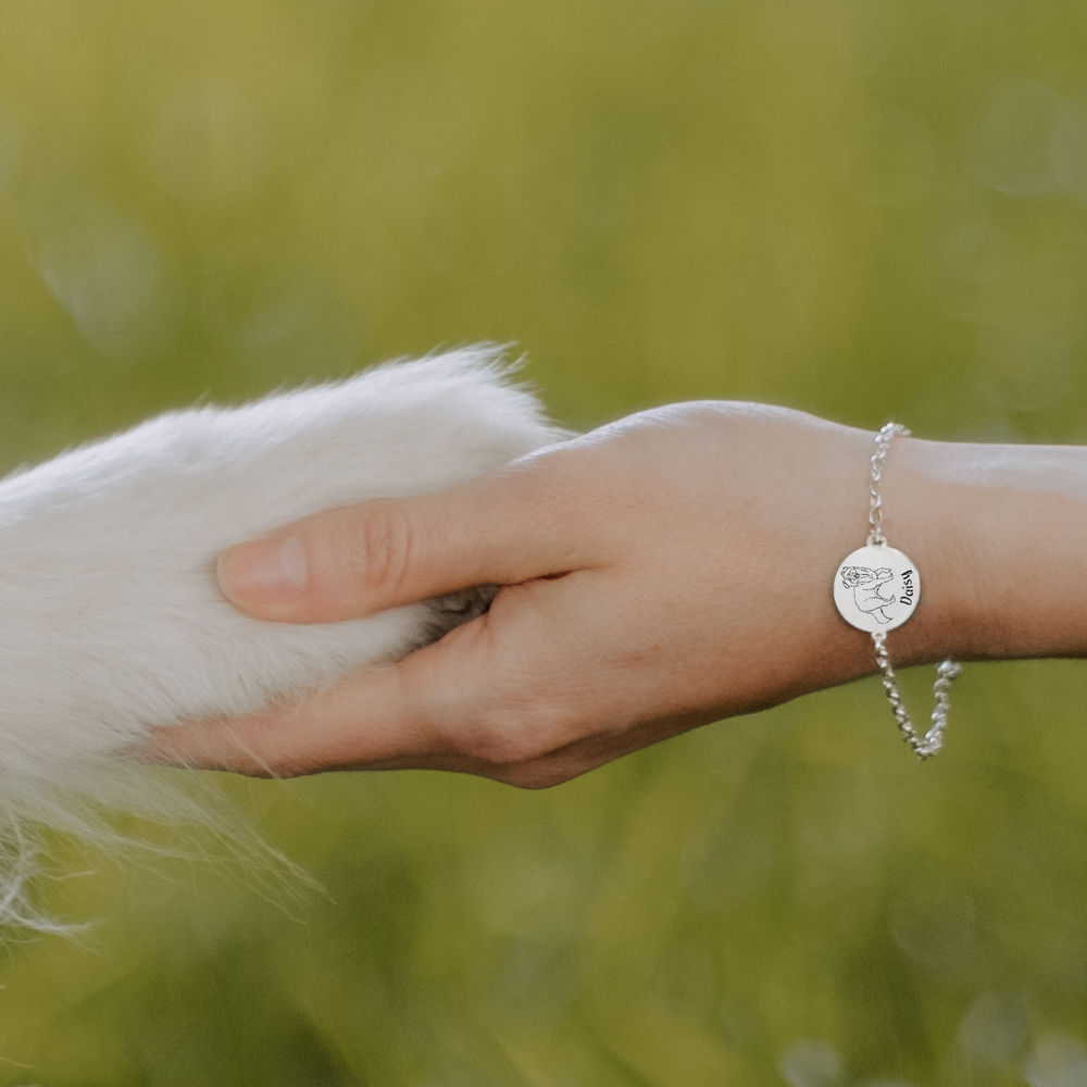 Zilveren dieren armband met gravure Duitse Herder