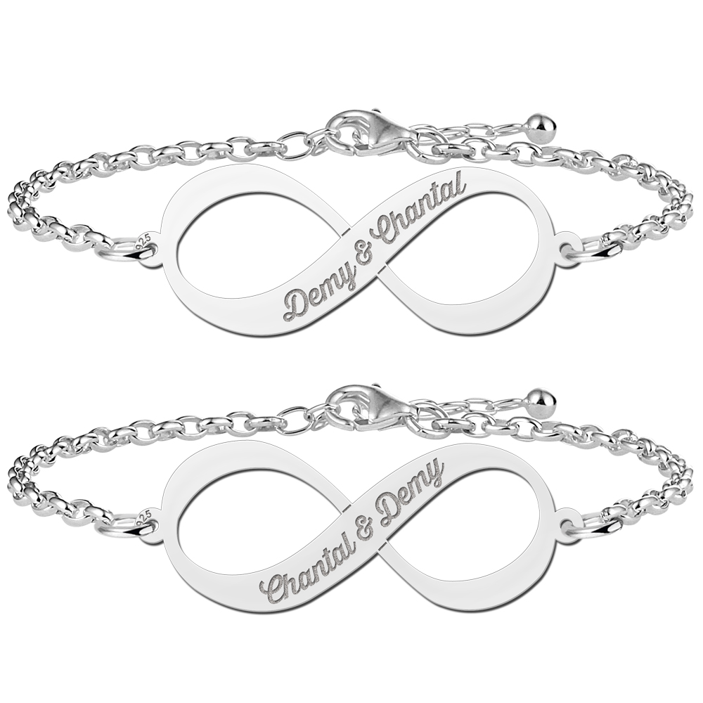 Infinity armbanden set van zilver