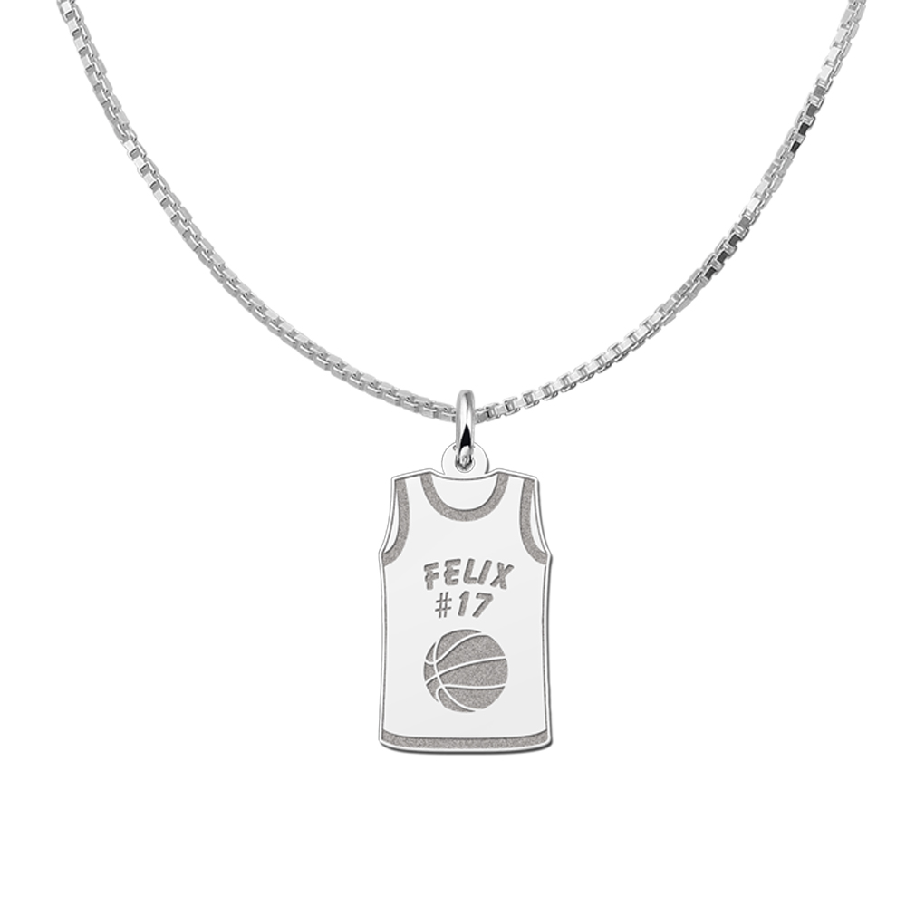 Sportbedel zilver basketbal