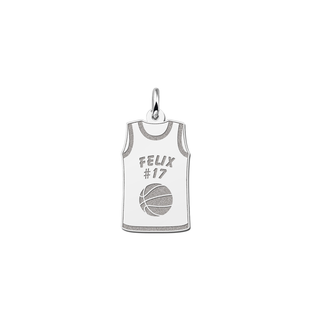 Sportbedel zilver basketbal shirt