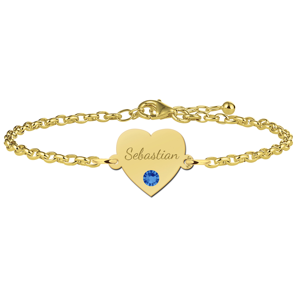 Gouden hart armband met gravure