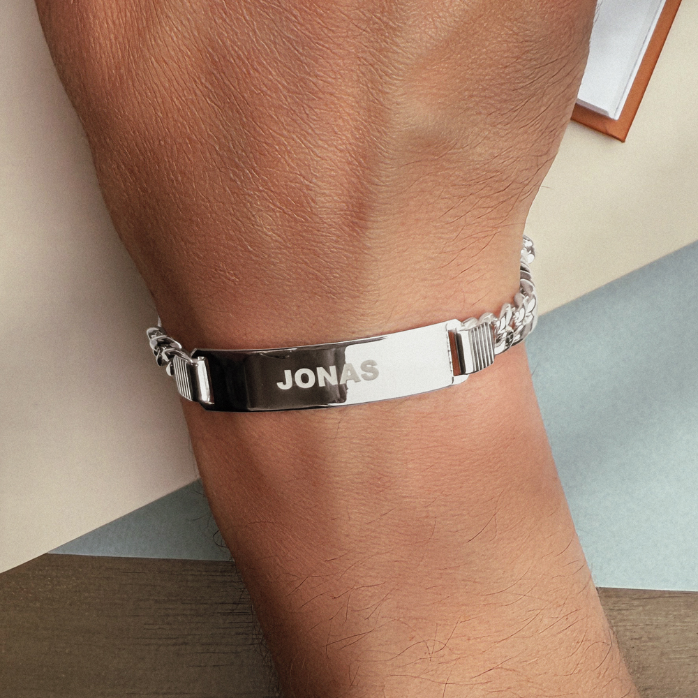 Lichte Herenarmband Zilver Gravure Figaro