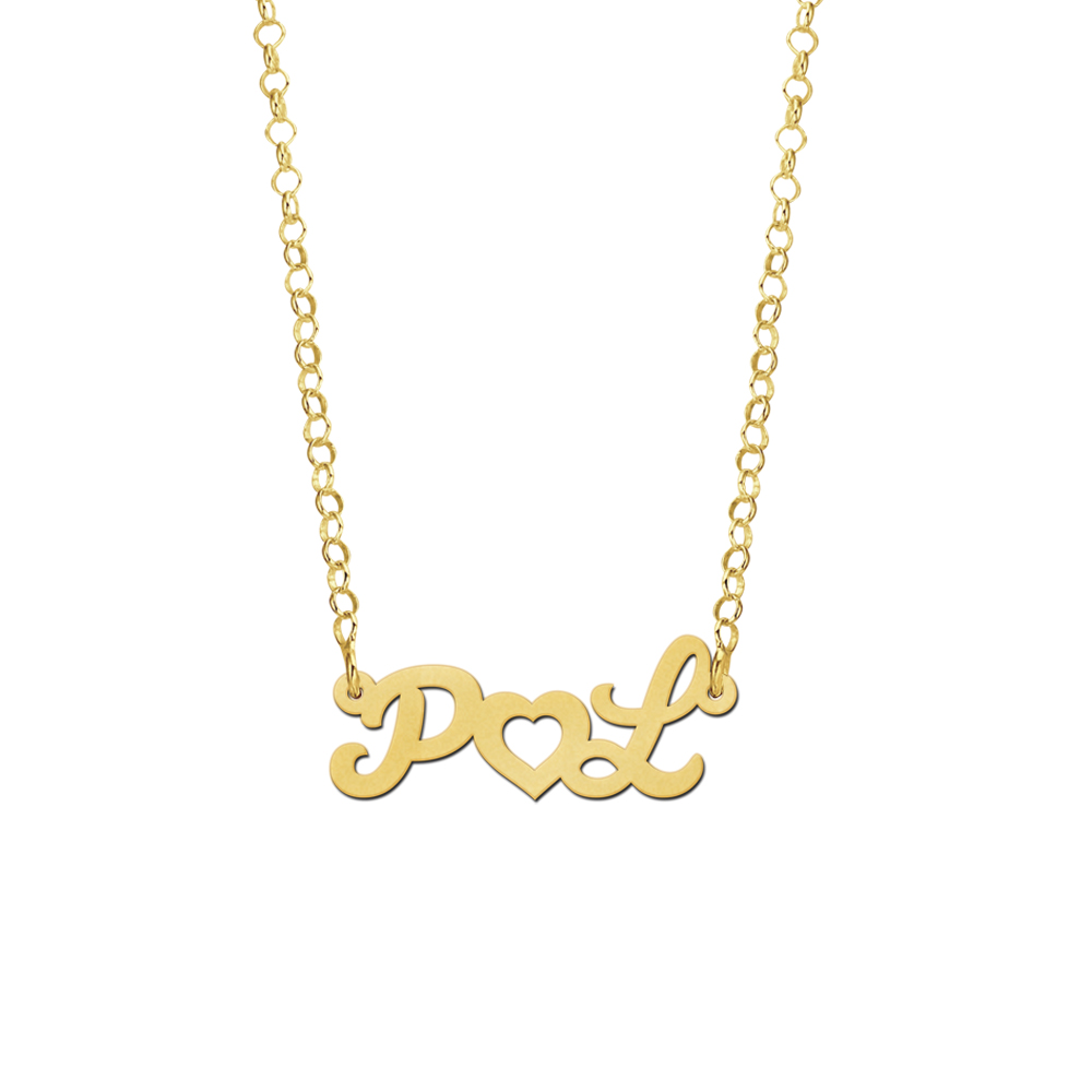 Gouden naamketting initialen met hart Gouden naamketting initialen met hart