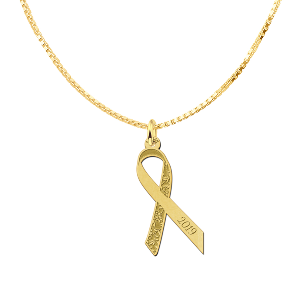 Gouden Pink Ribbon hanger met bloemen